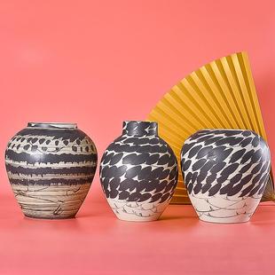 饰品 花瓶陶瓷简约田园桌面客厅书房玄关插干花创意复古家居摆件装