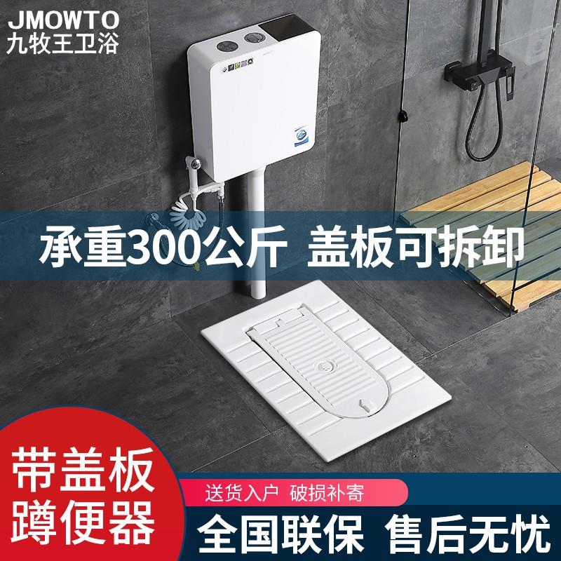 一体式带盖板蹲便器水箱整套装陶瓷蹲厕便盆蹲坑卫生间家用大便池
