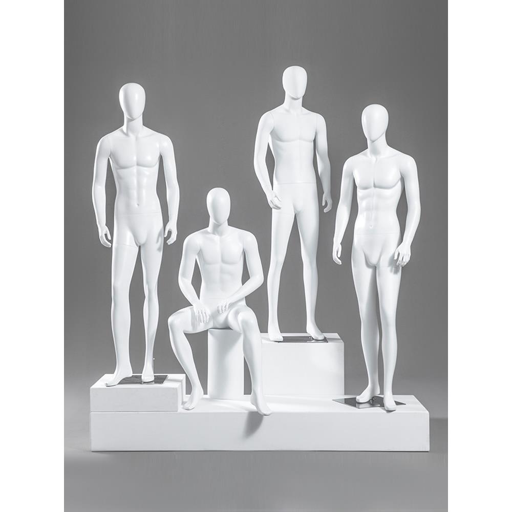 男模特道具全身哑黑哑白男装店人台橱窗假人体衣架模特架子展示架