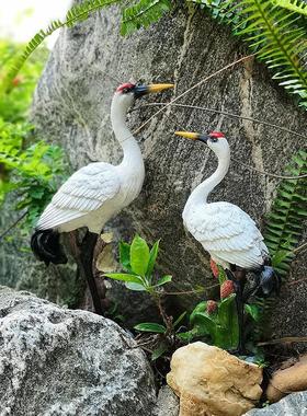 户外树脂彷真动物摆件仙鹤白鹭小品花园庭院水池院子园林装饰景观