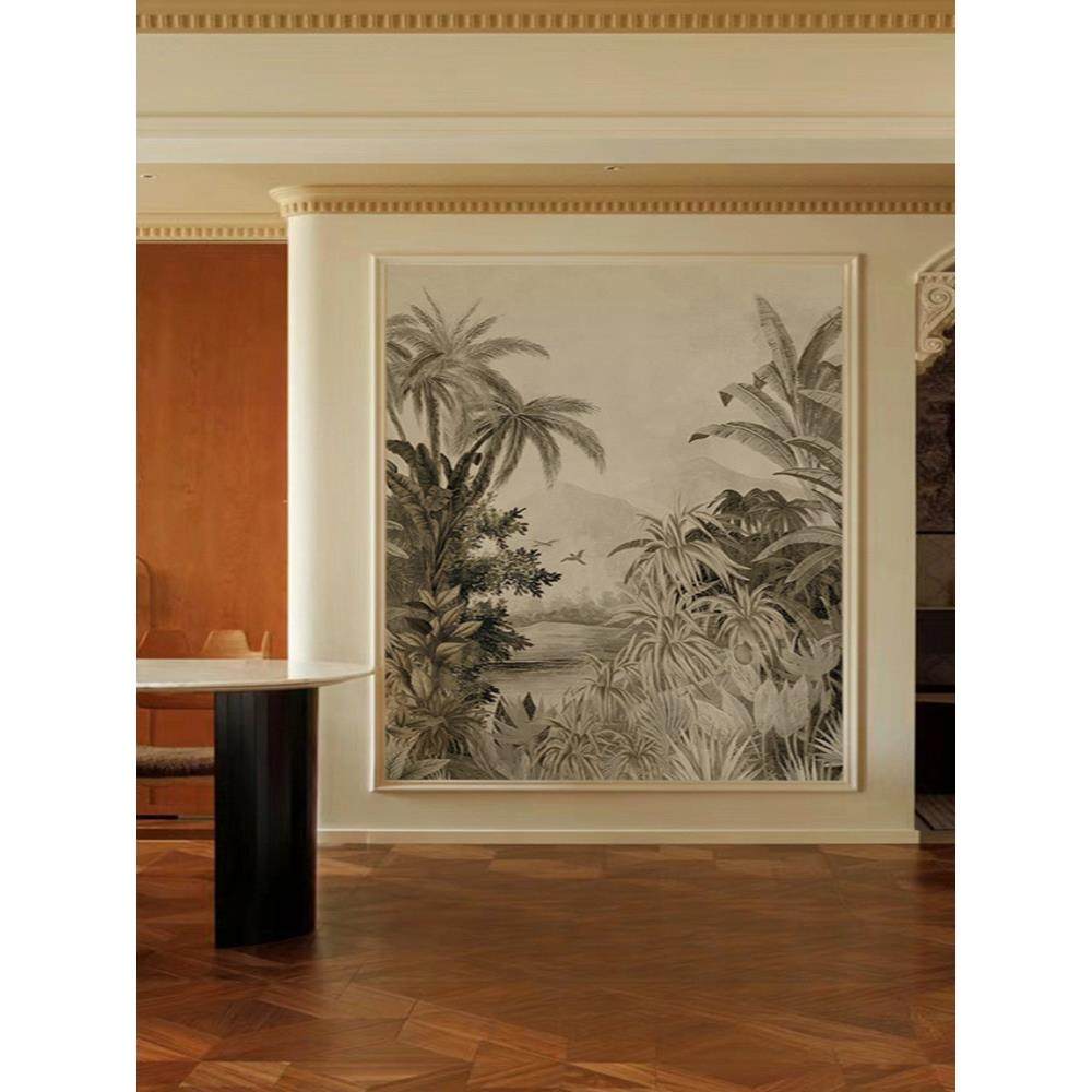 法式热带雨林南洋风壁纸客厅中古卧室民宿背景墙定制自粘墙布壁布,家居饰品,软装墙贴,淘宝优惠券,粉丝福利购,淘宝优惠卷