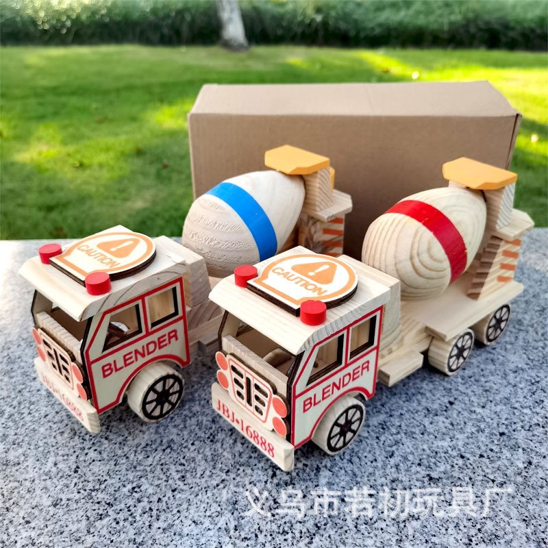 木质搅拌车仿真模型水泥搅拌机器 儿童玩具汽车模型景区热销工艺