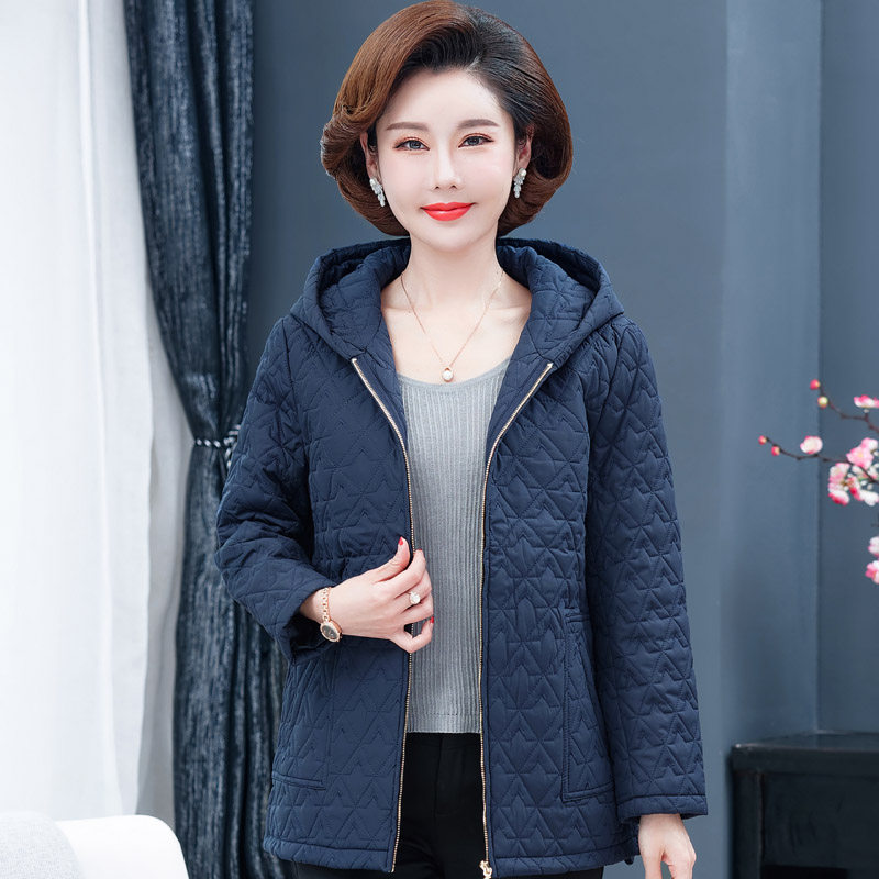 妈妈女春短款中年人秋冬老年人外套加大码奶奶薄款棉服中老年风衣