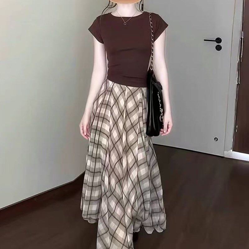 夏季一整套ootd穿搭减龄御姐韩系独特绝美漂亮上衣裙子两件套装女