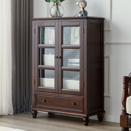 美式乡村实木酒柜小户型双门y客厅电视边柜多功能靠墙储物展示柜