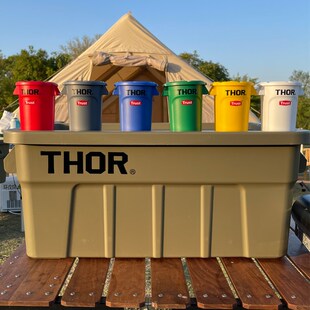 THOR收纳箱桶户外露营方形带盖车载衣服玩具收纳日式搬运箱露营