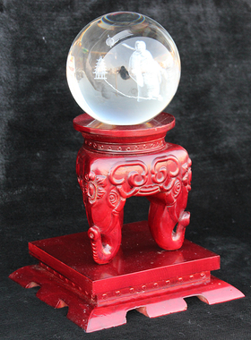 可定制桃木水晶球摆件底座定做实木水晶球底座托圆形方形托架摆件