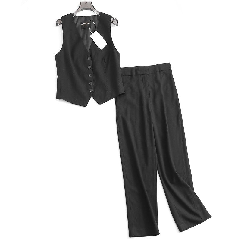 V236炸街减龄洋气时尚套装女辣妹显瘦遮肉马甲阔腿西装裤两件套