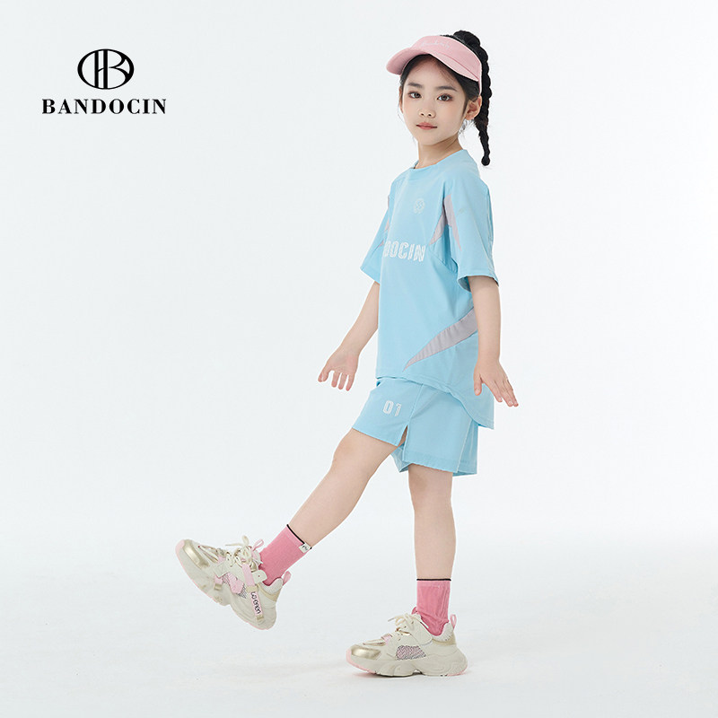 亲子女童运动短袖套装夏装薄款洋气2024新款儿童夏季速干衣两件套