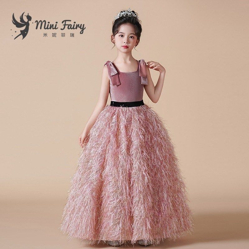 新款女童十周岁生日公主裙高端主持人钢琴演出服小女孩轻奢晚礼服