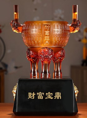 公司开业礼物聚宝盆桌面摆件招财聚财领导办公室摆饰工艺品琉璃鼎