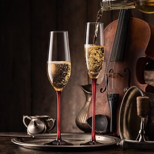 高档香槟杯套装家用水晶玻璃高脚杯一对高颜值结婚礼物起泡酒杯子