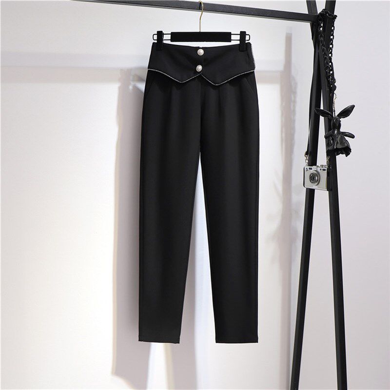 垂感西装裤女夏季高腰显瘦职业工作西裤小脚哈伦萝卜裤休闲长裤子