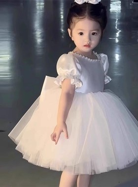 高端周岁礼服女宝宝花童婚礼小女孩婚纱蓬蓬裙生日甜美公主裙春夏