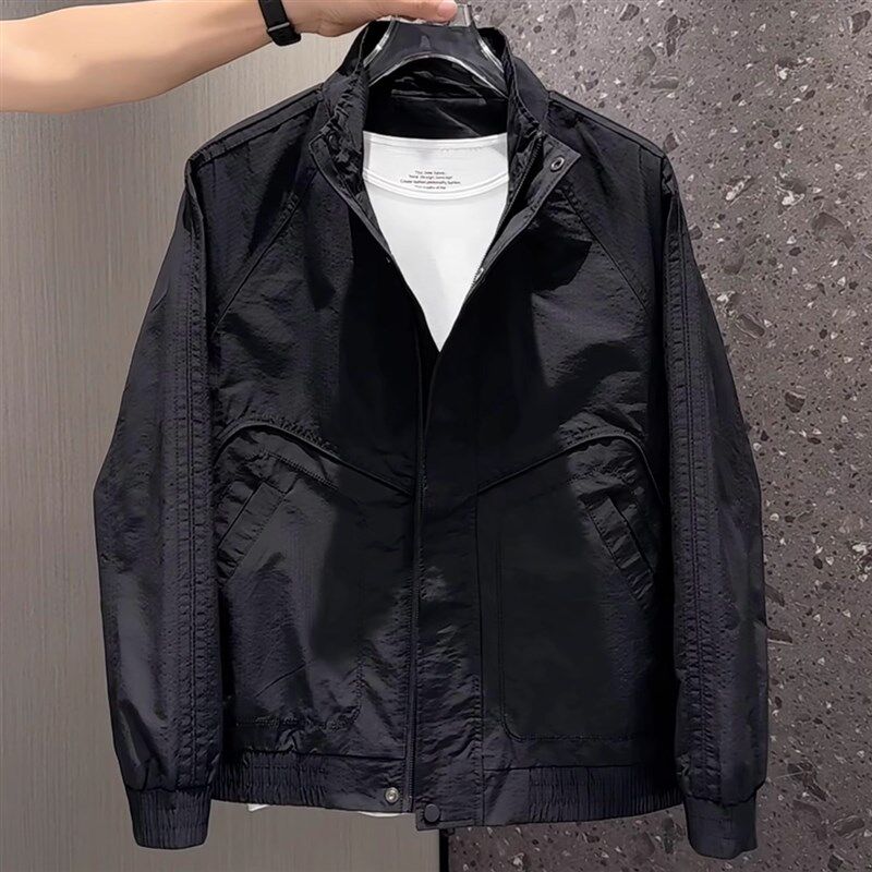 男士夹克春季休闲立领上衣2025新款青年潮流春秋简约男款外套潮牌