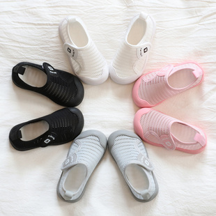 男童网鞋透气网面女童运动鞋2023新款儿童小白鞋宝宝凉鞋软底夏季