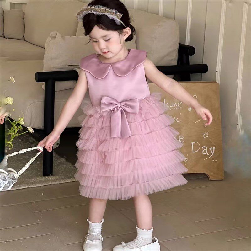 女宝宝生日礼服公主裙夏装女童刺绣重工连衣裙婴儿周岁甜美蛋糕裙