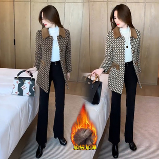 中长款加绒毛呢外套女秋冬季2024新款爆款高级感加厚保暖呢子大衣