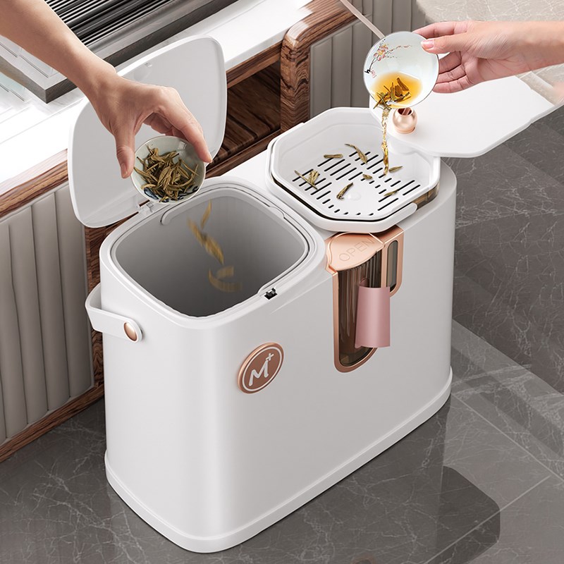 高端茶水桶茶台废水桶家用干湿分离垃圾桶泡茶专用排水桶茶具配件
