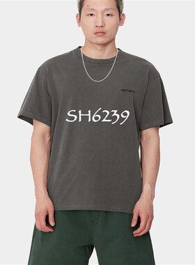 卡哈WIP 经典水洗复古纯棉休闲宽松字母刺绣圆领短袖T恤男春夏