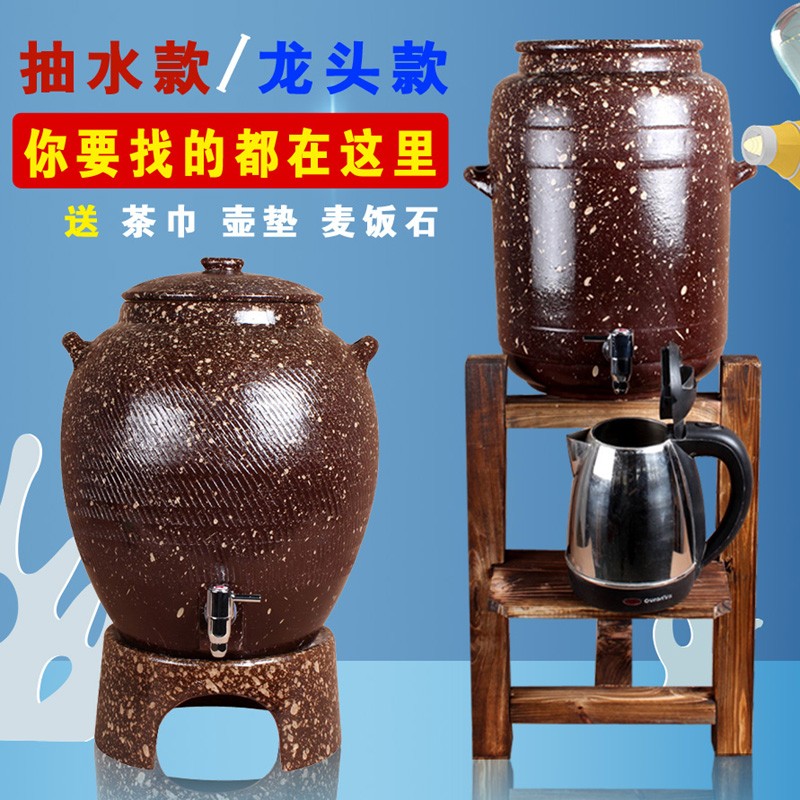 宜兴紫砂正品水j缸智能陶瓷饮水机储水罐带龙头家用酒缸净水器大
