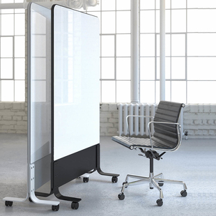 移动白板磁性玻璃写字板会议办公吸音板金属支架T双面圆角透明屏
