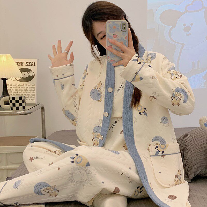 空气棉月子服三件套春秋季s纯棉产后10月份11产妇哺乳孕妇睡衣秋