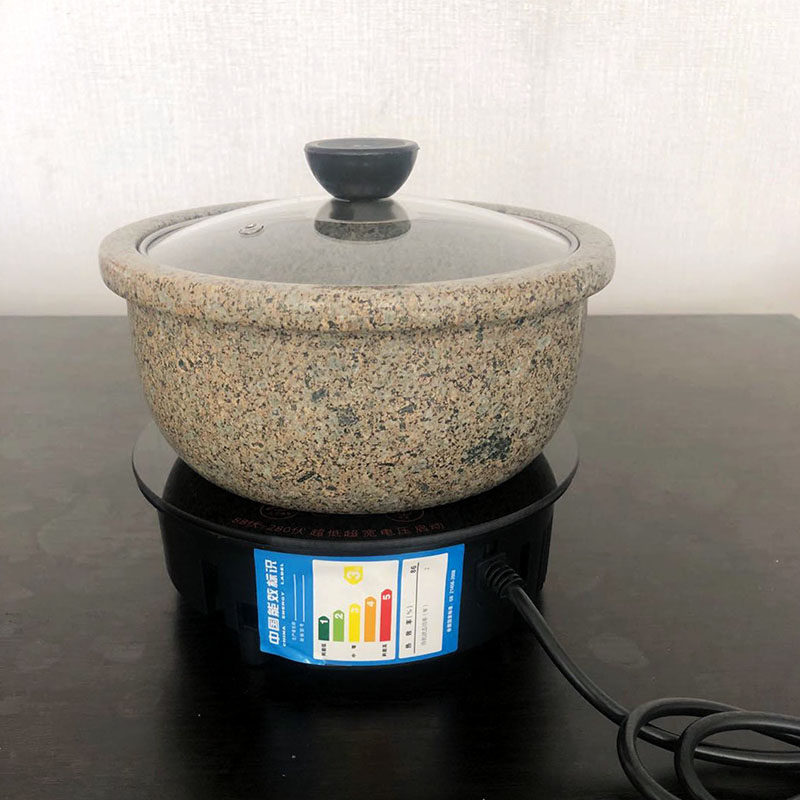 内蒙麦饭石火锅电磁炉专用 无涂层原G石锅刷羊肉家用单人炖锅蒸锅