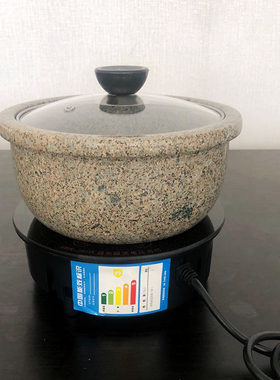 内蒙麦饭石火锅电磁炉专用 无涂层原G石锅刷羊肉家用单人炖锅蒸锅