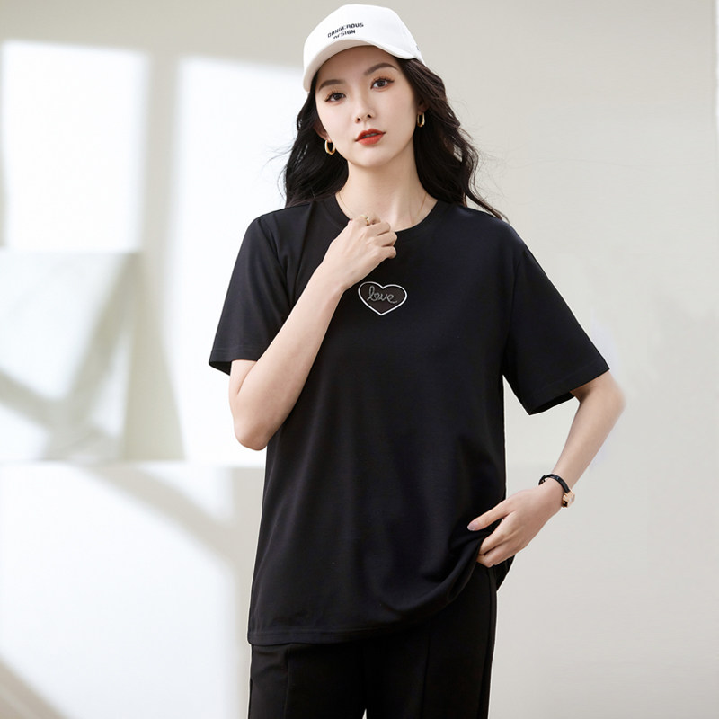 大码女装200斤胖mm夏装洋气时尚上衣胖妹妹显瘦休闲短袖T恤衫