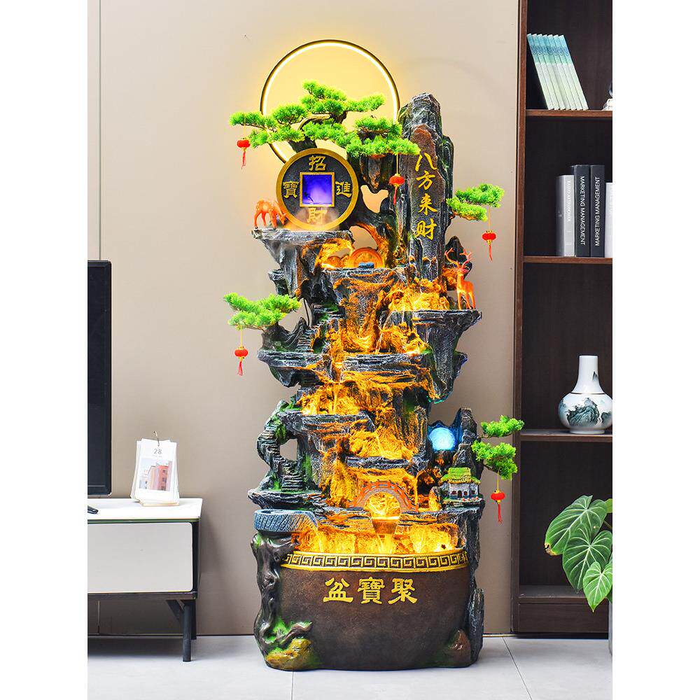 假山流水喷泉客厅鱼缸循环水轮装饰财富风水轮办公室财富落地式摆