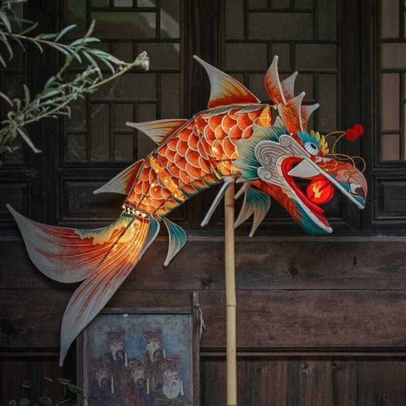 元宵节灯笼成品鳌鱼灯笼花灯古风新款竹编手工非遗手持摄影游园