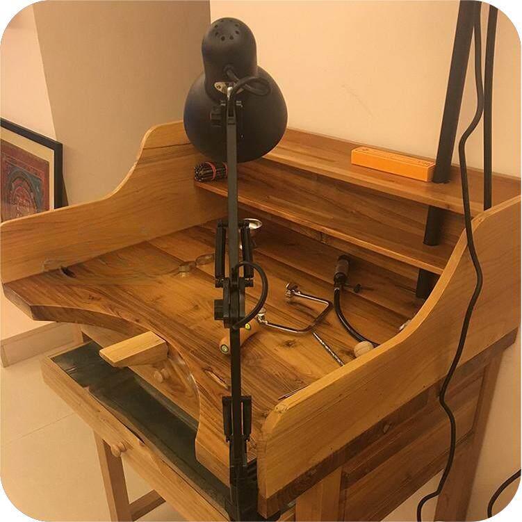 珠宝金工雕烛台位单人实木榆木桌工作台工作桌铁皮桌吊机杆金工桌图片