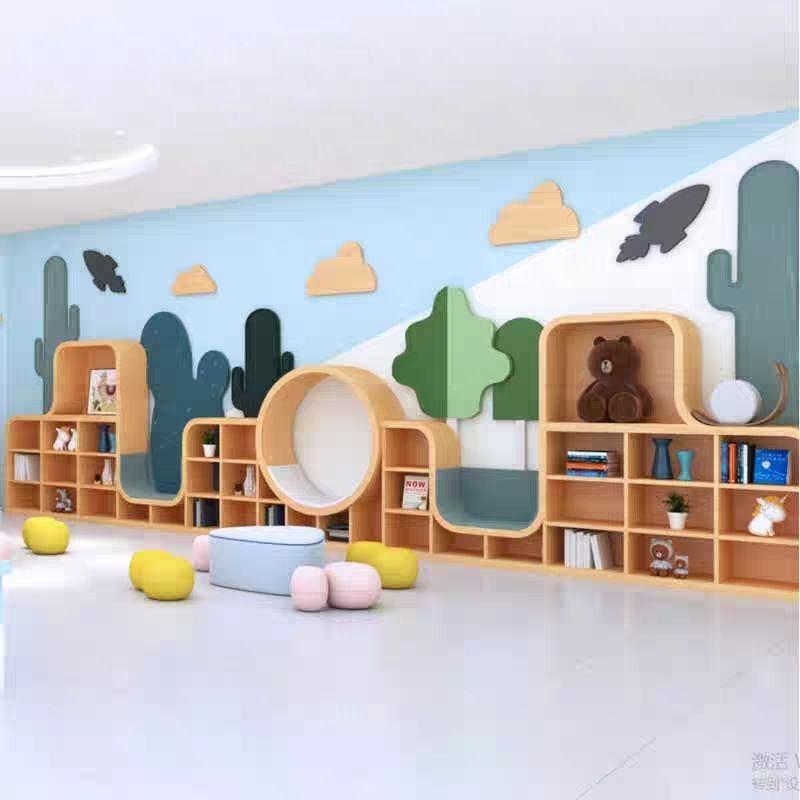 定制书架靠墙幼儿园图书架落地置物架学校走廊儿童社区阅读书柜