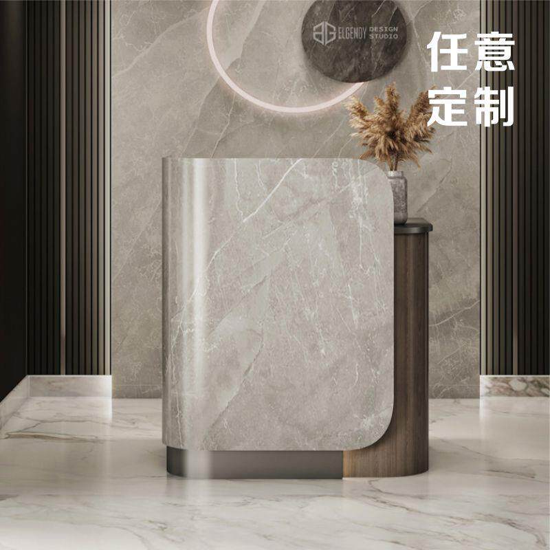 店铺不锈钢收银台小型咨询台展厅服务接待台简约前台迎宾吧台定制