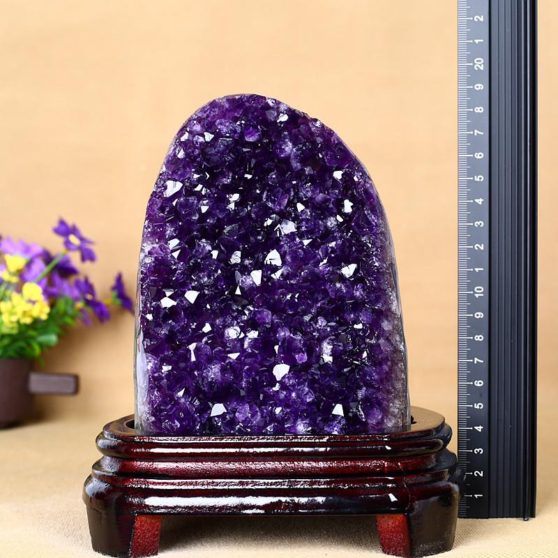 天然紫晶洞摆件 紫水晶原石小洞 晶簇奇石装饰小件