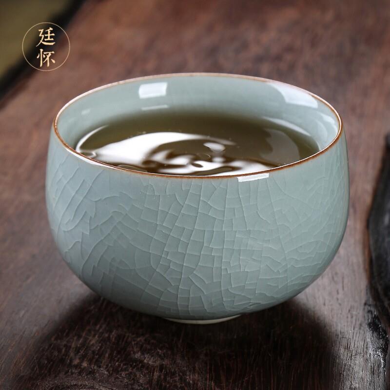 廷怀窑汝窑开片茶杯 紫口铁足 品茗杯单杯汝州汝瓷个人杯主人杯
