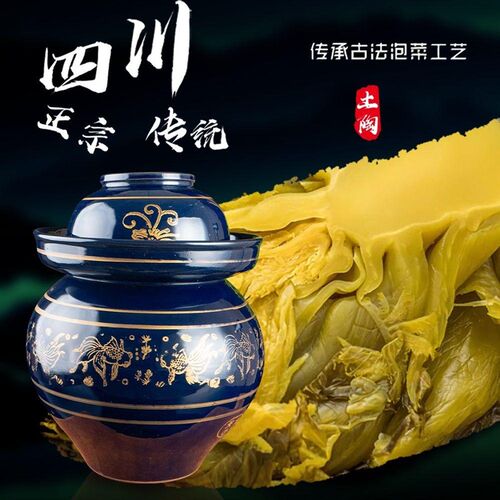 老式酸菜缸密封罐子腌菜缸加厚家E庭厨房四川土陶陶瓷泡菜坛子