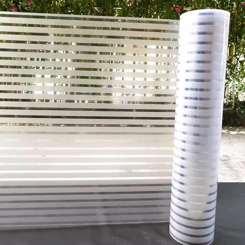 细条纹玻璃贴膜磨砂静电无v胶半透明防撞条办公室百叶窗隔断窗贴