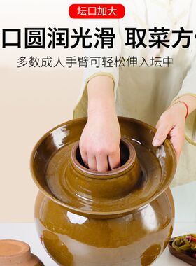 泡菜坛子土陶家i用养水密封罐老式酸菜坛子泡菜不生花陶瓷腌咸菜
