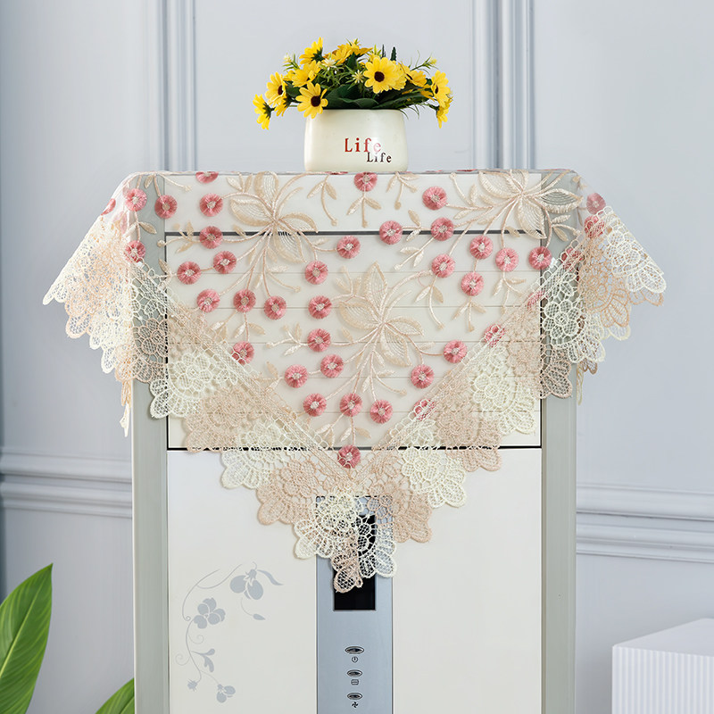 空调盖布圆柱形空调柜机立式罩防尘顶部盖巾蕾丝刺绣X清新开机不