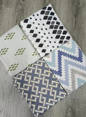 纯棉几何图形绿色老粗布床单180*230cm双人床夏季凉感炕单