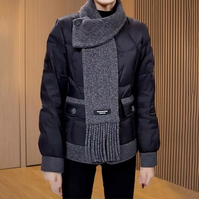 黑色短款羽绒服外套女2024冬季新款小个子中年妈妈V装端庄大气上