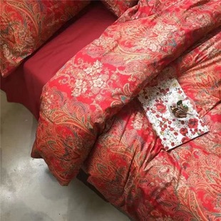 婚庆四件套60支长绒棉喜庆结婚礼物大红色加大纯棉1.8m床上用品