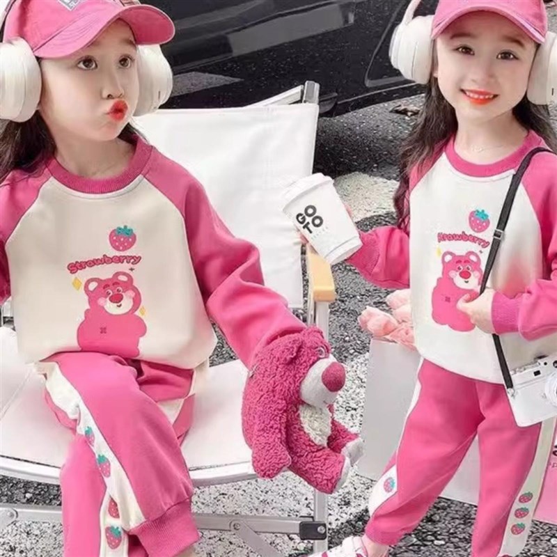 女童套装春秋2025新款儿童洋y气时髦女宝宝纯棉卫衣休闲春装两件