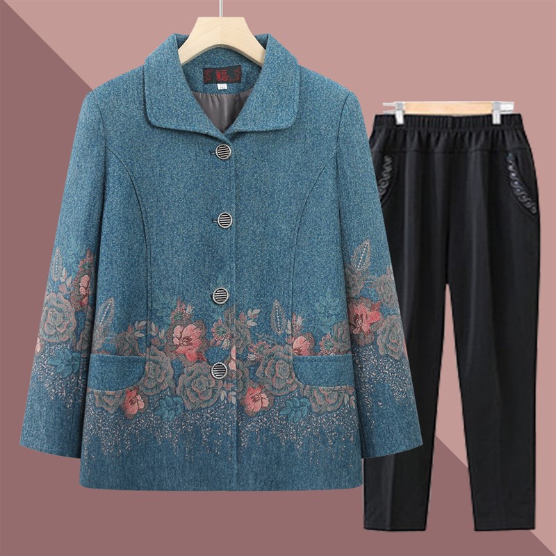 奶奶春秋新款外套60岁70老年人小个子妈妈装上Q衣女老太太秋装衣