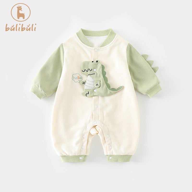 婴儿衣服春装202m5新款男宝宝连体衣超萌可爱满月百天哈衣春季爬