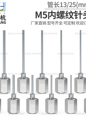 不锈钢M5内螺纹针头点胶阀8G-23G注胶针筒配件13mm25mm胶水针