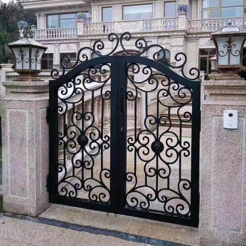欧式铁艺大门庭院门铁艺门别墅门花园门双开关对开大门栅栏门防盗