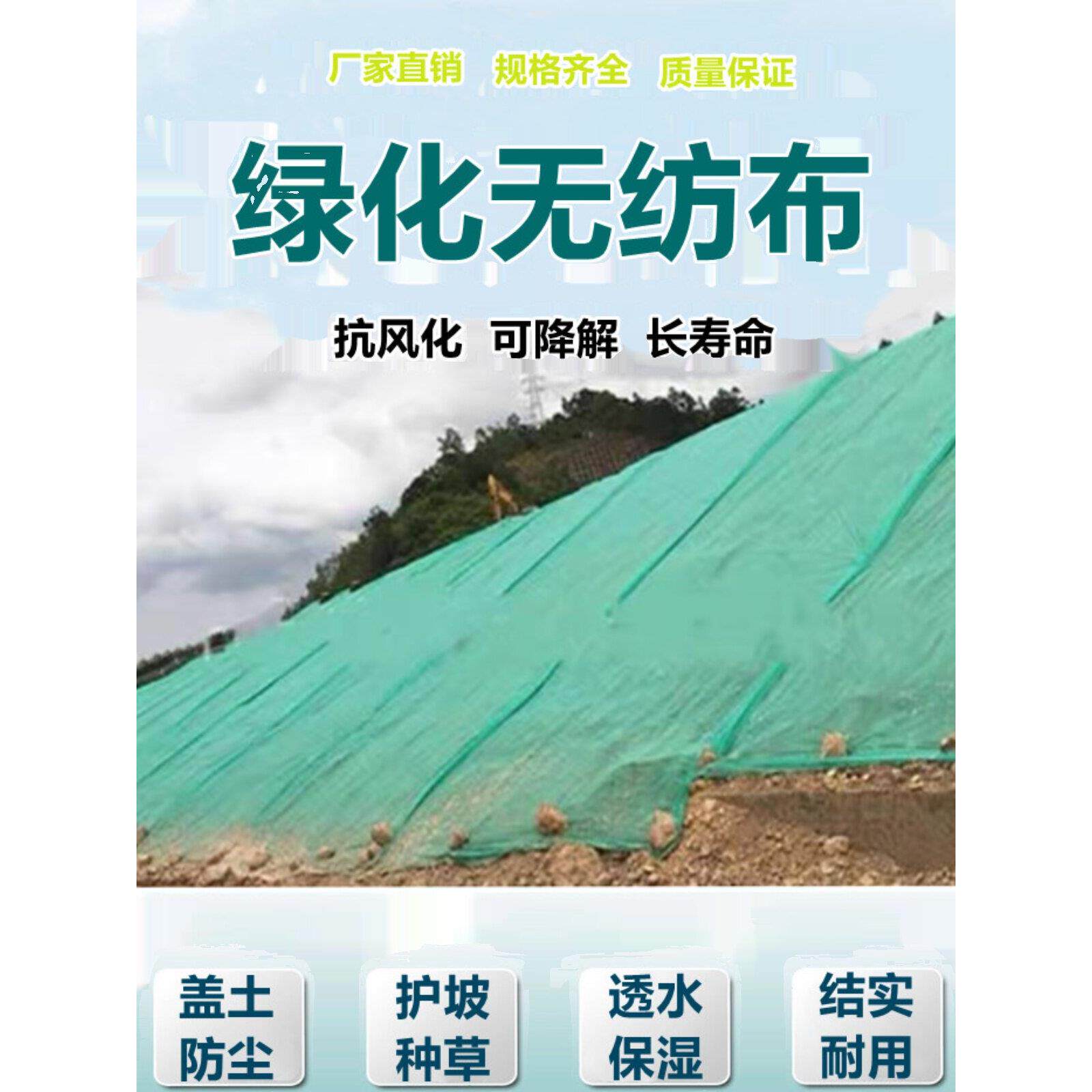 绿化无纺布绿色透气膜园林工地防尘盖土布草坪护坡边坡种草无纺布